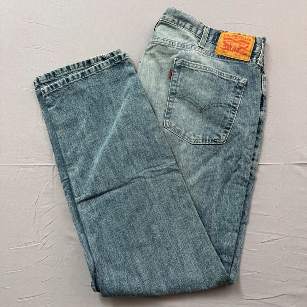 Levis 514 Straight Fit Mens‎ Jeans Light Wash Blue Denim W40 L32